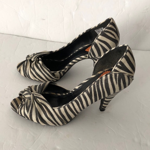 Rocket Dog Shoes Heels Zebra Print SZ 8 Black White - Picture 1 of 13